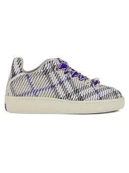 Burberry | ​Box Knit Leather 
Textile Low-Top Sneakers
