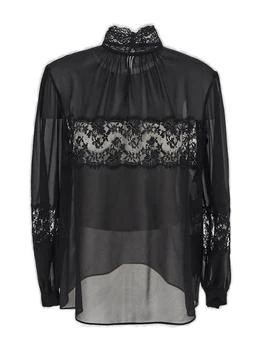 Dolce & Gabbana | Dolce & Gabbana Lace-Embellished Ruched Detailed Blouse