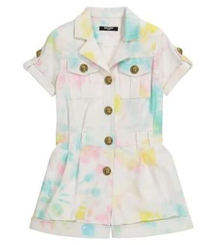Balmain | Tie-dye denim playsuit