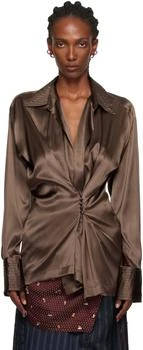 Dries Van Noten | Brown Draped Shirt