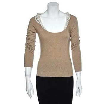 Valentino | Valentino Vintage Beige Wool & Cashmere Lace Trim Detail Top S