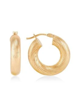 Saks Fifth Avenue | 14K Yellow Gold Polished Texture Round Hoop Earrings