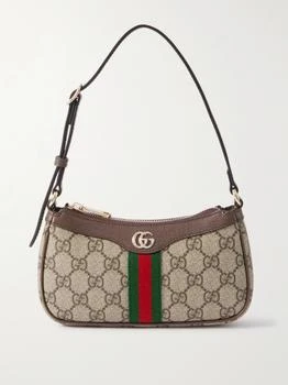 Gucci | Ophidia Mini Leather-trimmed Printed Coated-canvas Shoulder Bag - Beige