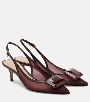 Gianvito Rossi | 55 leather-trimmed mesh slingback pumps