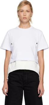 Sacai | Off-White Cotton Jersey & Nylon Twill T-shirt