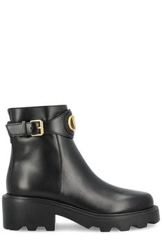 Valentino | Valentino Logo Plaque Buckle Detailed Ankle Boots