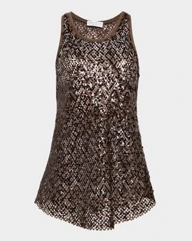 Brunello Cucinelli | Pailette Net Knit Racerback Tank Top