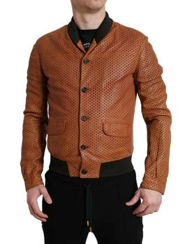 Dolce & Gabbana | Lambskin Leather Perforated Men's Jacket
