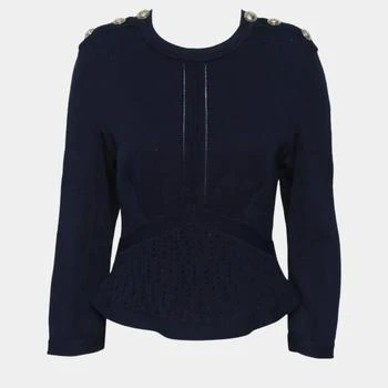 Chanel | Chanel Blue Knitted Long Sleeve Top S