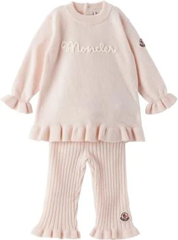 Moncler | Baby Pink Ruffled Wool Cashmere Sweater & Trousers Set