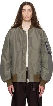 Sacai | Taupe Nylon Twill Bomber Jacket