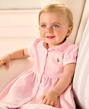 Ralph Lauren Baby Girls Striped Knit Oxford Dress