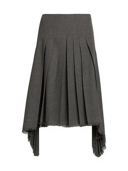 Jil Sander | Wool Asymmetric Pleated Midi-Skirt