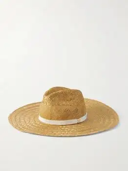 Valentino | Grosgrain-trimmed Straw Hat - Camel