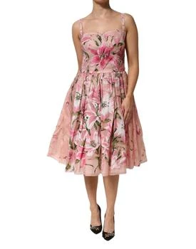 Dolce & Gabbana | Cotton Floral Pleated Sleeveless Women's Dress (Pre-Owned)
