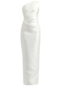 Kira one-shoulder satin-twill gown