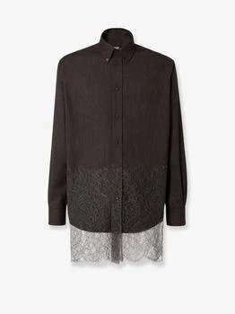 Fendi | Pinstriped wool shirt with lace insert
