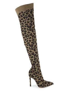 Gianvito Rossi | ​100MM Leopard-Print Textile Over-The-Knee Boots