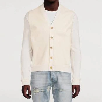 AMIRI | Leather Front Cardigan In Alabaster
