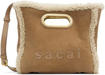 Sacai | Beige Shearling Small Shopper Bag