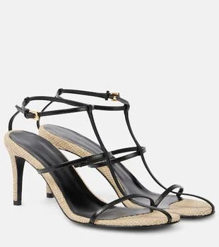 Khaite | Cage 75 leather raffia-trimmed sandals