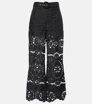Zimmermann | Pop embroidered linen wide-leg pants