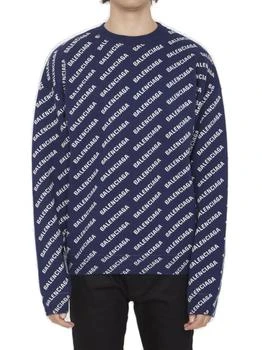 Balenciaga | Balenciaga Allover Logo Printed Crewneck Knit Jumper
