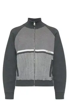 Versace | Versace Embroidered Jacquard Knitted Zipped Cardigan