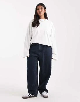 ASOS DESIGN Curve slim barrel jeans in blue black