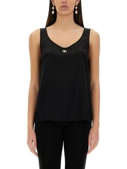 Dolce & Gabbana | Dolce & Gabbana Logo Plaque Sleeveless Top