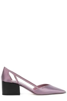 Prada | Prada Logo Printed Pointed Toe Pumps
