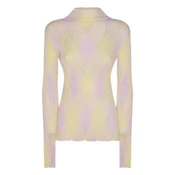 Burberry | Burberry Argyle Cotton Silk Turtleneck Sweater, Size Large