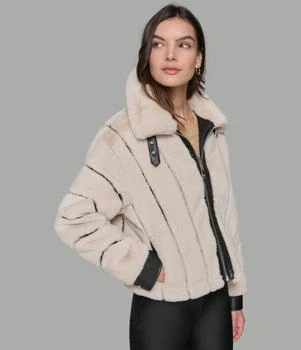 CHANNEL FAUX MINK AND PU BOMBER