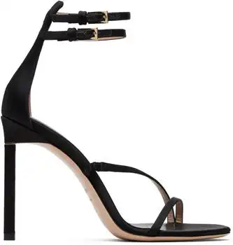 Tom Ford | Black Satin T Ankle Strap Sandals