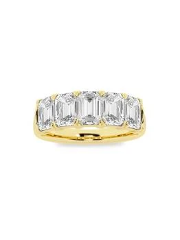 Saks Fifth Avenue | Build Your Own Collection 14K Yellow Gold & 5 Lab Grown Emerald Diamond Anniversary Band