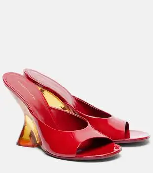 Dries Van Noten | Patent leather wedge mules