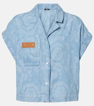 Versace | Barocco cropped denim chambray shirt
