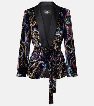 ETRO | Belted velvet jacquard blazer