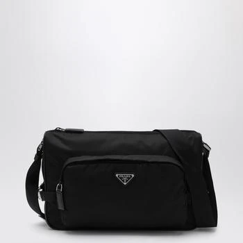 Prada | Large black crossbody bag in Re-Nylon and Saffiano