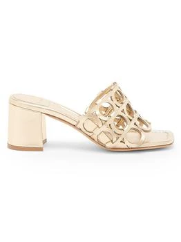 Salvatore Ferragamo | Erne 55MM Cut-Out Metallic Leather Mules
