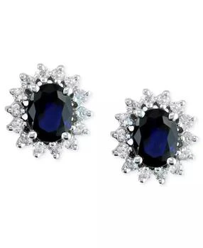Effy | EFFY® Sapphire (2-7/8 ct. t.w.) & Diamond (5/8 ct. t.w.) Halo Stud Earrrings in 14k White Gold