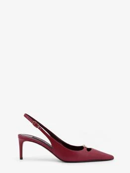 Dolce & Gabbana | Leather decolletè slingback with metal logo
