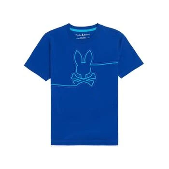 Psycho Bunny Kid's Chester Embroidered Graphic Tee In Surf The Web Blue