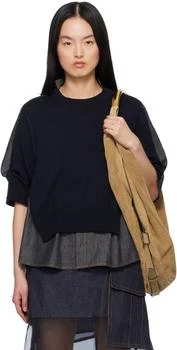 Sacai | Indigo Denim Mix Knit Pullover Sweater