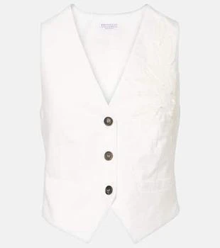 Brunello Cucinelli | Monili appliqué cotton-blend poplin vest