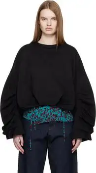 Dries Van Noten | Black Draped Sweatshirt