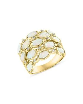 Bloomingdale's | Opal & Diamond Multirow Statement Ring in 14K Yellow Gold