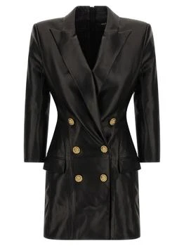 Balmain | Balmain Double Breasted Leather Blazer Dress