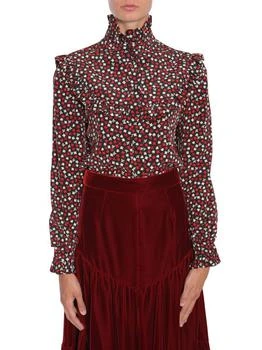Yves Saint Laurent | Saint Laurent Printed Ruffle Trim Blouse