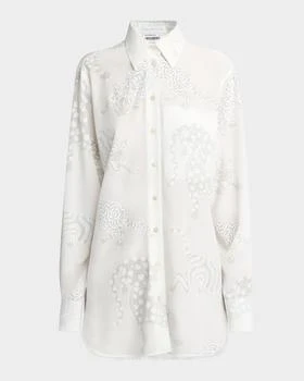 Stella McCartney | Cat Burnout Button Down Silk Blouse